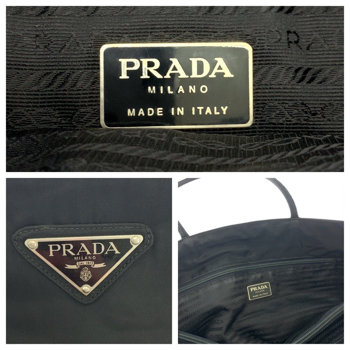 PRADA Tote Bag Nylon black Test Triangle With logo