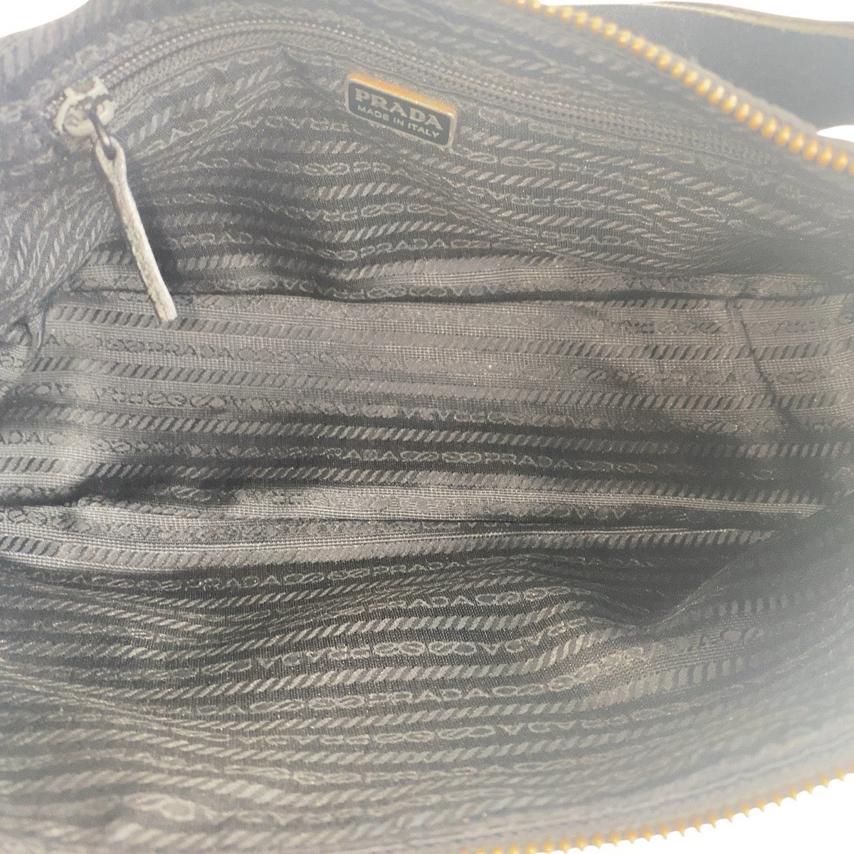 PRADA Shoulder Bag Nylon, Leather Black GoldMetal Test Triangle With logo Women Used Authentic