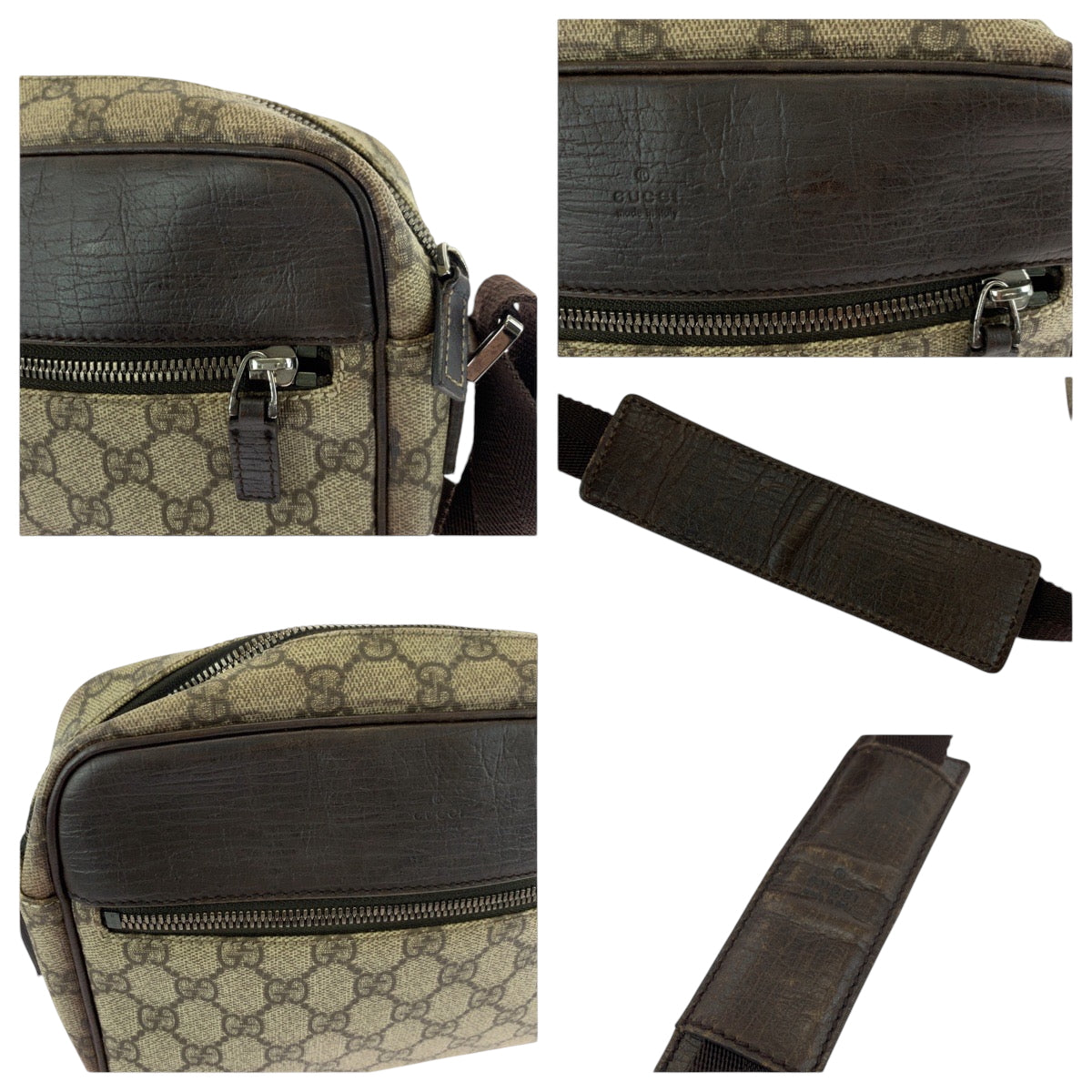 GUCCI Shoulder Bag 114291 GG Supreme Canvas Beige Brown SilverMetal Shoulder Bag pochette Women Used Authentic