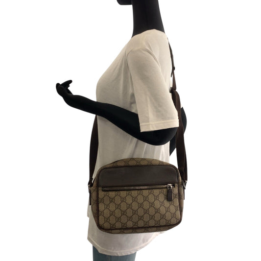 GUCCI Shoulder Bag 114291 GG Supreme Canvas Beige Brown SilverMetal Shoulder Bag pochette Women Used Authentic