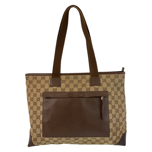 GUCCI Tote Bag 019 0426 GG canvas, leather Brown beige Tote Bag Shoulder Bag Women(Unisex) Used Authentic