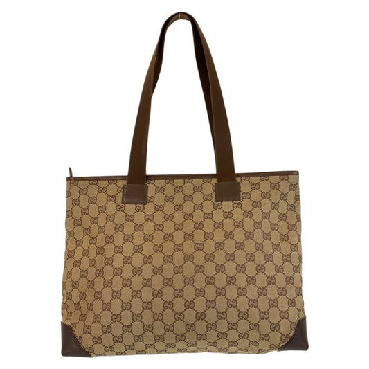 GUCCI Tote Bag 019 0426 GG canvas, leather Brown beige Tote Bag Shoulder Bag Women(Unisex) Used Authentic
