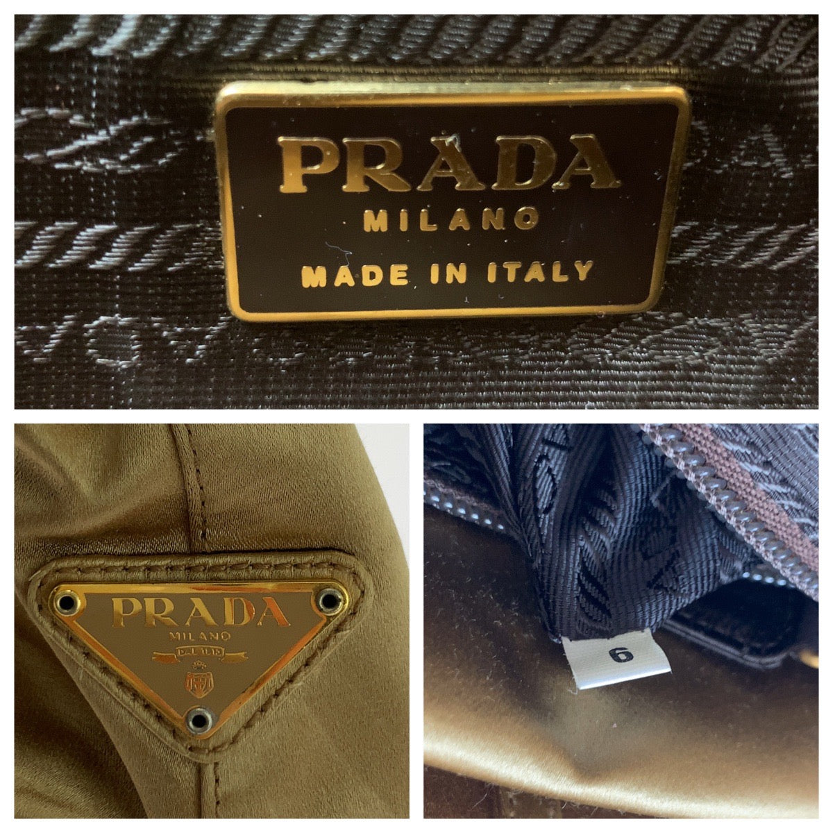 PRADA Tote Bag Satin Gold Metal chain tote bag Women Used Authentic