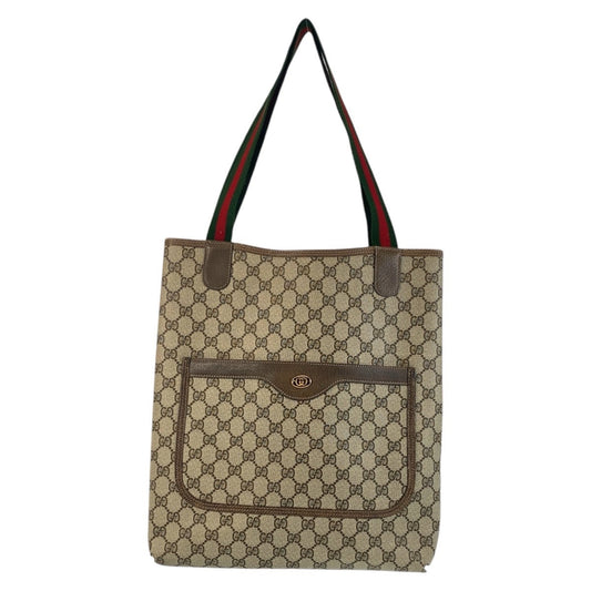 GUCCI Tote Bag 39 02 003 GG Supreme canvas, leather Brown Gold Metal Tote Bag Shoulder Bag Old Gucci Shelly Line Interlocking Women(Unisex) Used Authentic