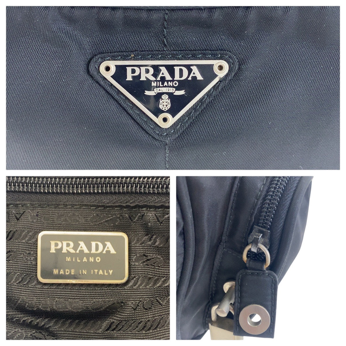PRADA Shoulder Bag B7558 Nylon Black SilverMetal Crossbody Shoulder Bag Unisex Test Triangle With logo Women(Unisex) Used Authentic