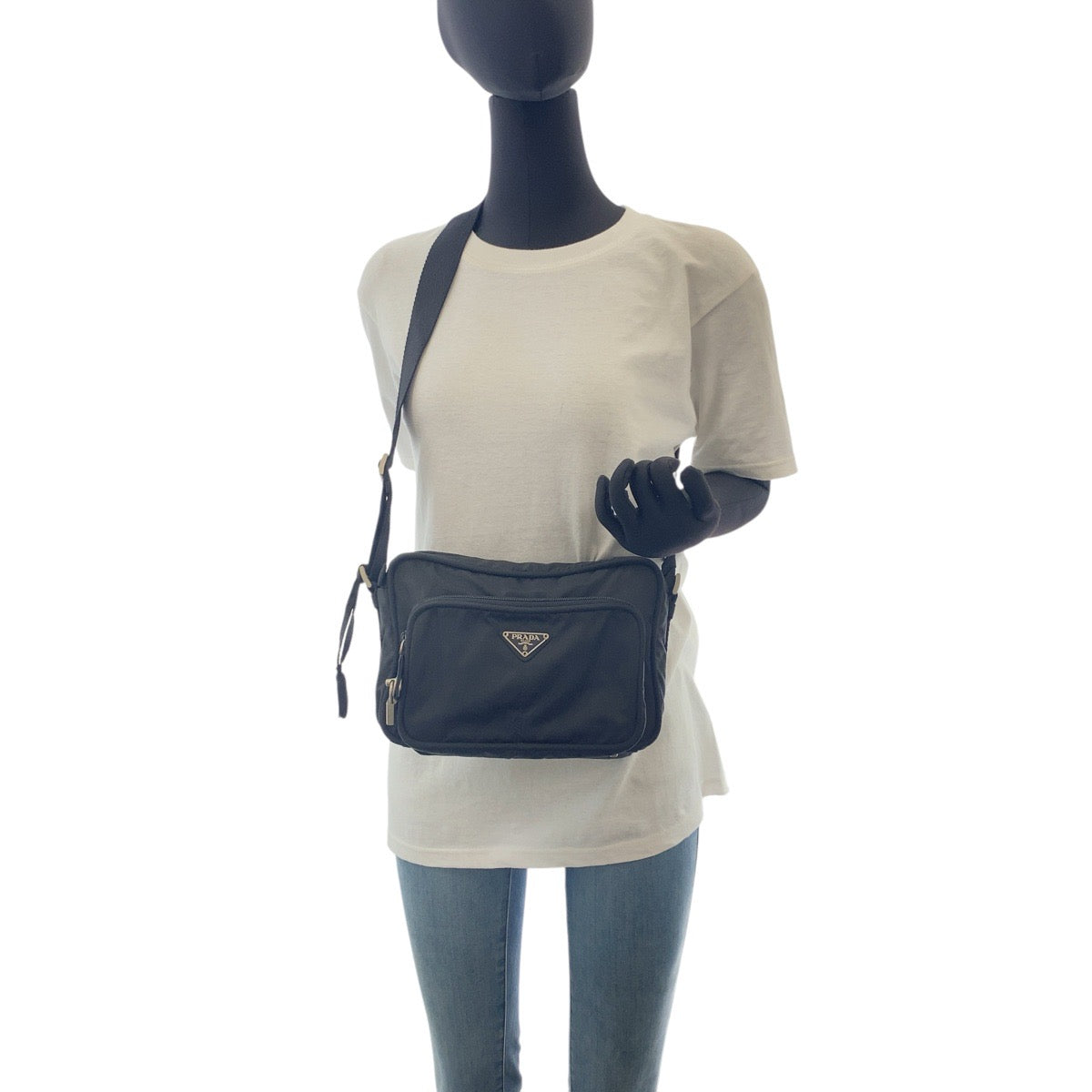 PRADA Shoulder Bag B7558 Nylon Black SilverMetal Crossbody Shoulder Bag Unisex Test Triangle With logo Women(Unisex) Used Authentic