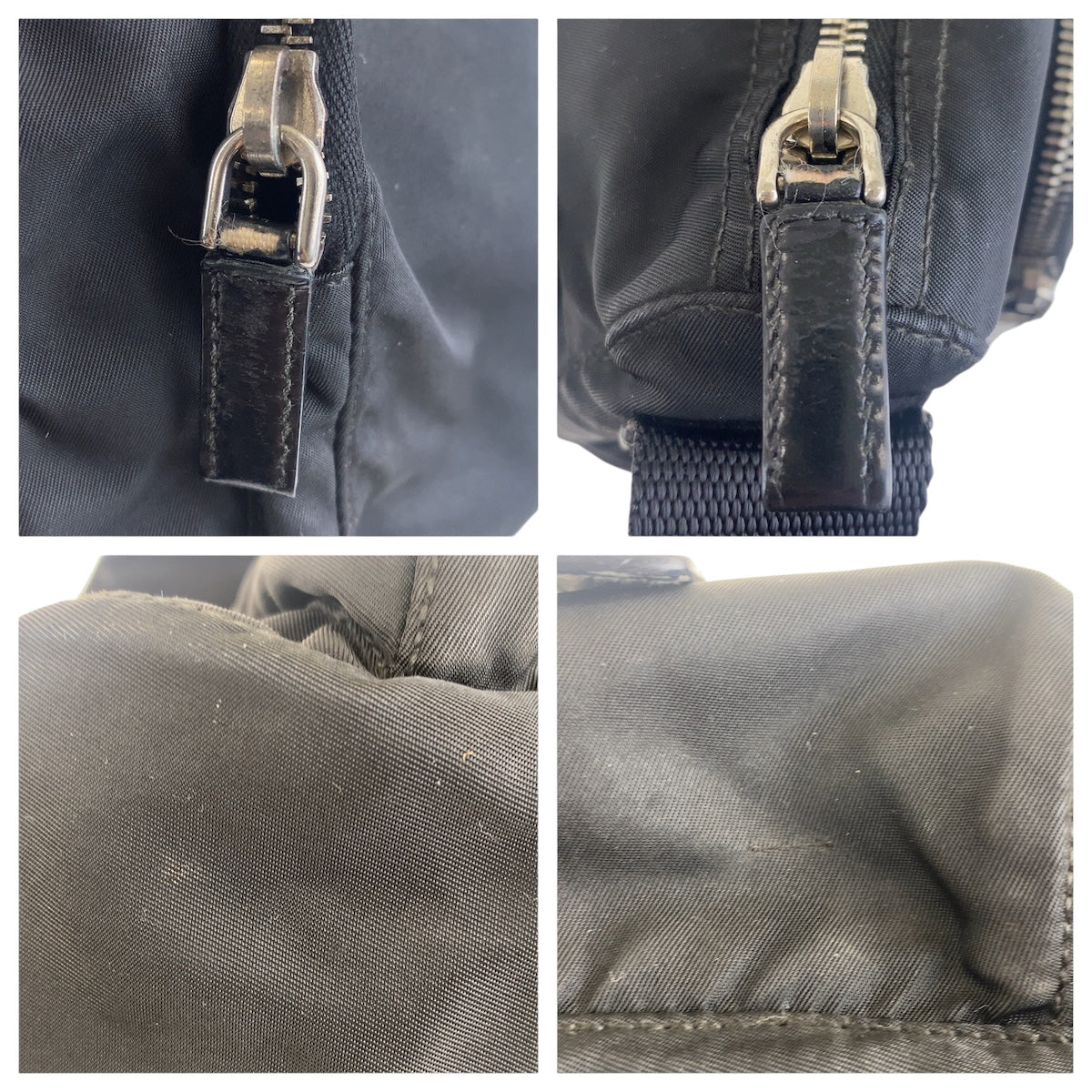 PRADA Shoulder Bag Nylon Black SilverMetal Crossbody Shoulder Bag Unisex Test Triangle With logo mens Used Authentic