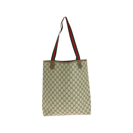 GUCCI Tote Bag 62503 GG Supreme canvas, leather Brown Metal Tote Bag Shoulder Bag Old Gucci Shelly Line Interlocking Women(Unisex) Used Authentic