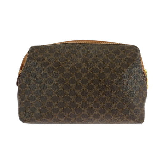 CELINE Pouch PVC, Leather Brown Gold Metal Pouch Macadam Women Used Authentic