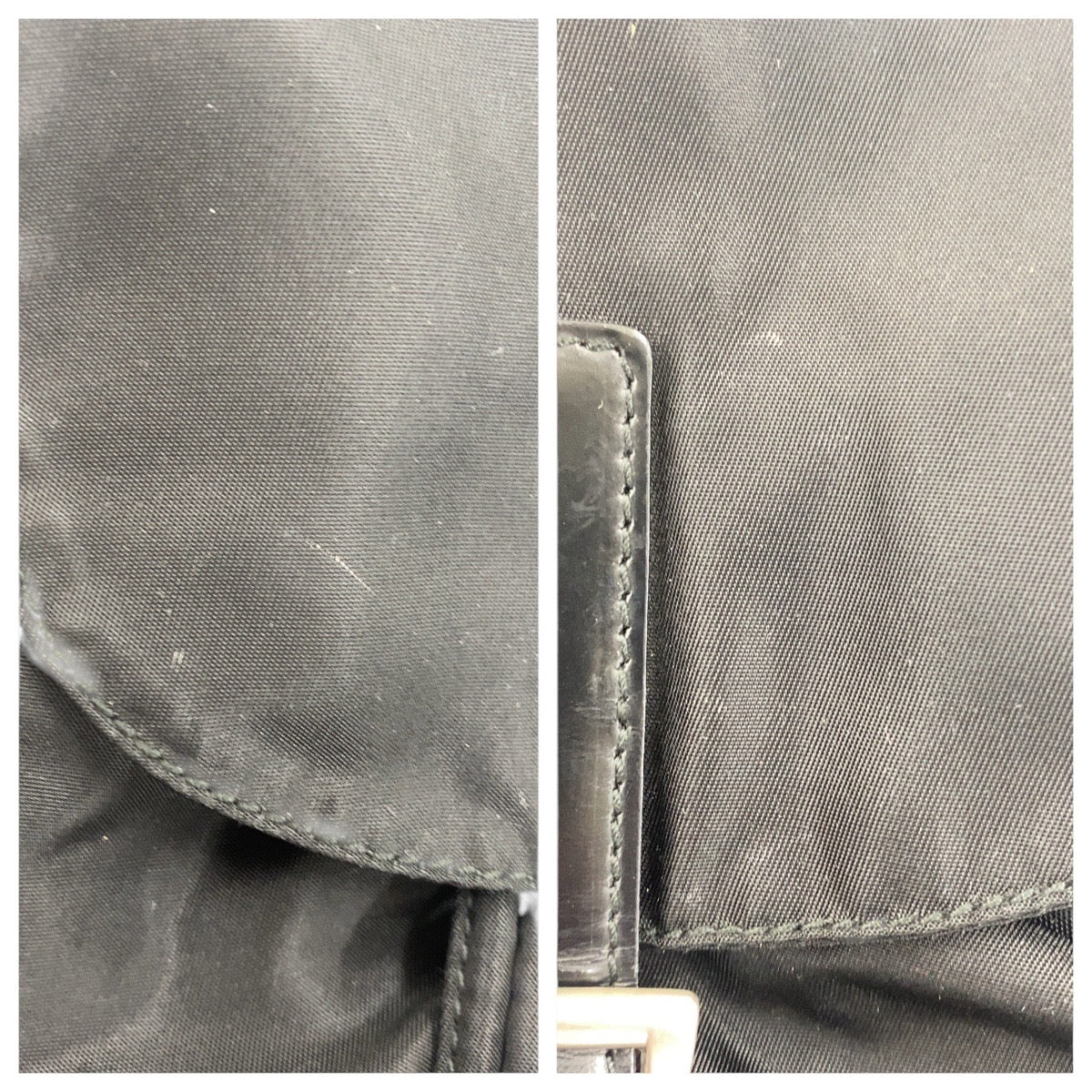 PRADA Backpack Nylon Black SilverMetal Backpack Test Triangle With logo Women Used Authentic