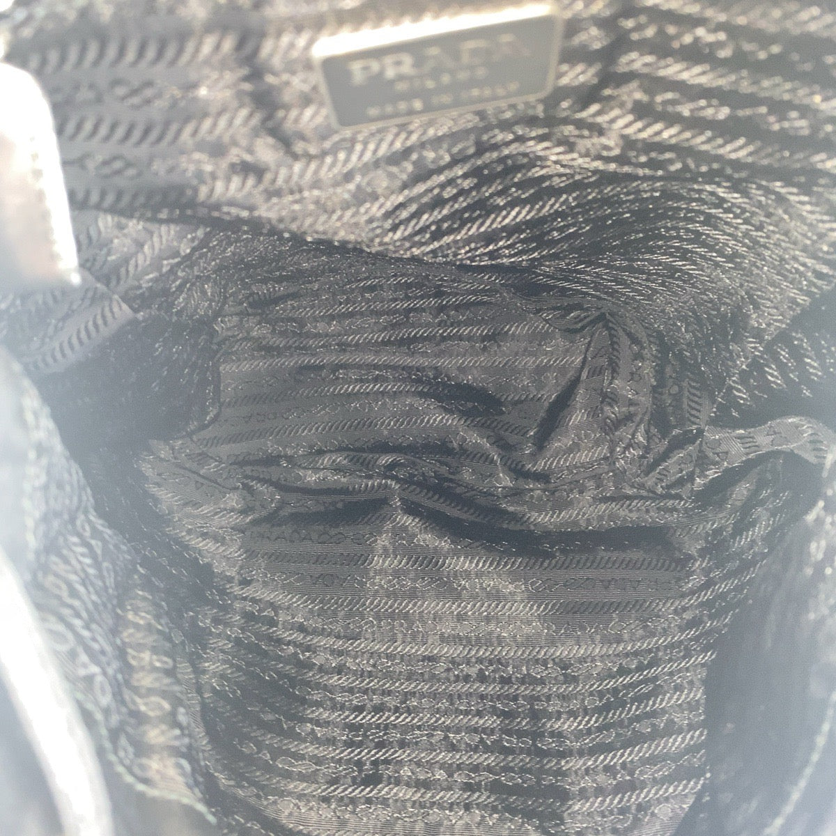 PRADA Backpack Nylon Black SilverMetal Backpack Test Triangle With logo Women Used Authentic