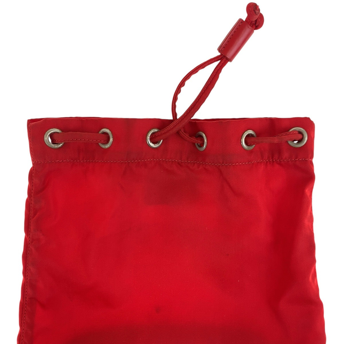 PRADA Pouch Nylon Red Silver Metal pouch accessory pouch Test Triangle With logo Women Used Authentic