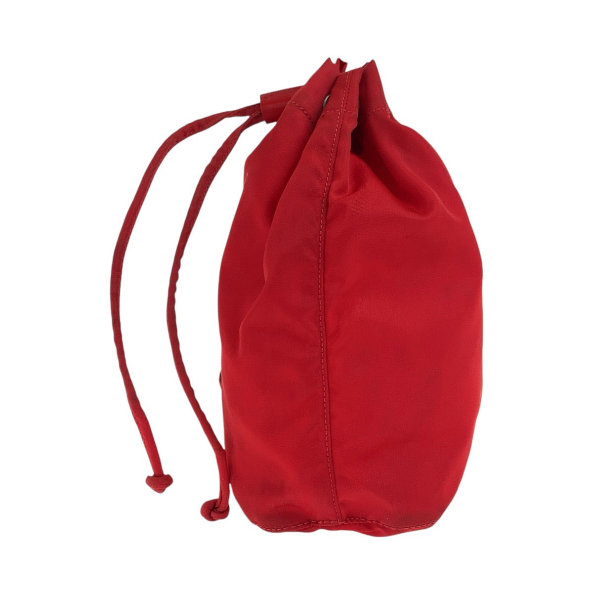 PRADA Pouch Nylon Red Silver Metal pouch accessory pouch Test Triangle With logo Women Used Authentic