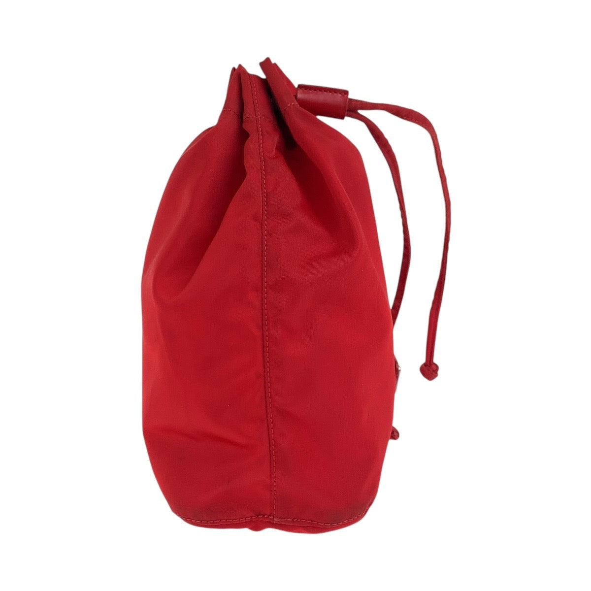PRADA Pouch Nylon Red Silver Metal pouch accessory pouch Test Triangle With logo Women Used Authentic