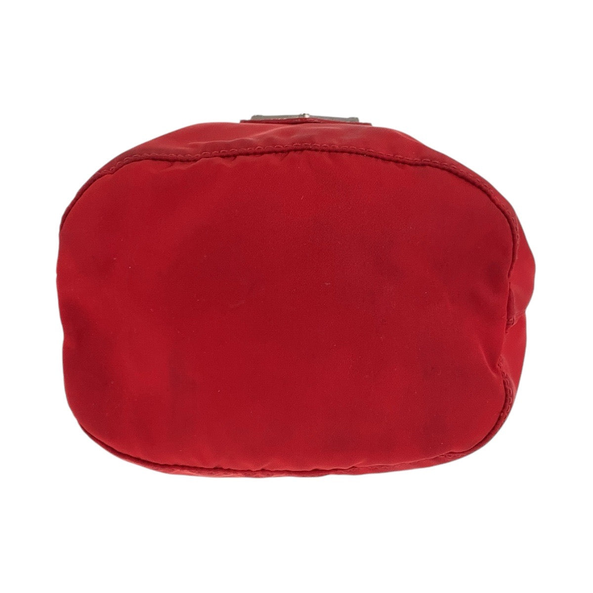 PRADA Pouch Nylon Red Silver Metal pouch accessory pouch Test Triangle With logo Women Used Authentic