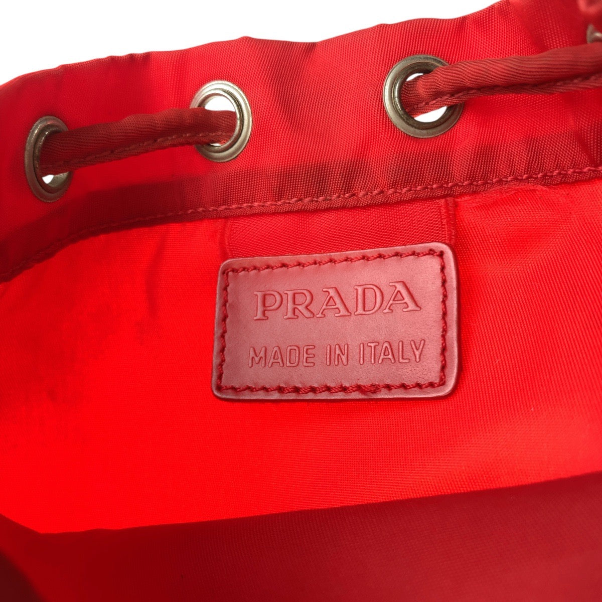 PRADA Pouch Nylon Red Silver Metal pouch accessory pouch Test Triangle With logo Women Used Authentic