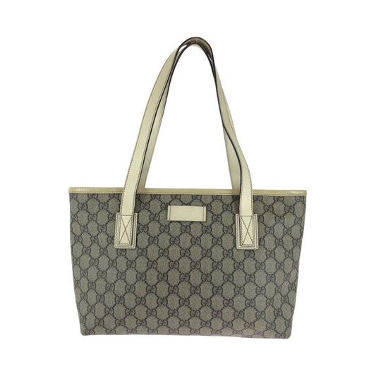 GUCCI Tote Bag 211138 GG Supreme Canvas Beige Ivory SilverMetal Tote Bag Shoulder Bag Women Used Authentic