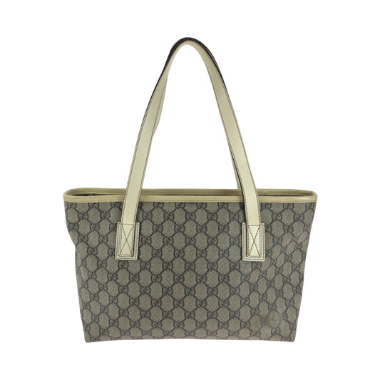 GUCCI Tote Bag 211138 GG Supreme Canvas Beige Ivory SilverMetal Tote Bag Shoulder Bag Women Used Authentic