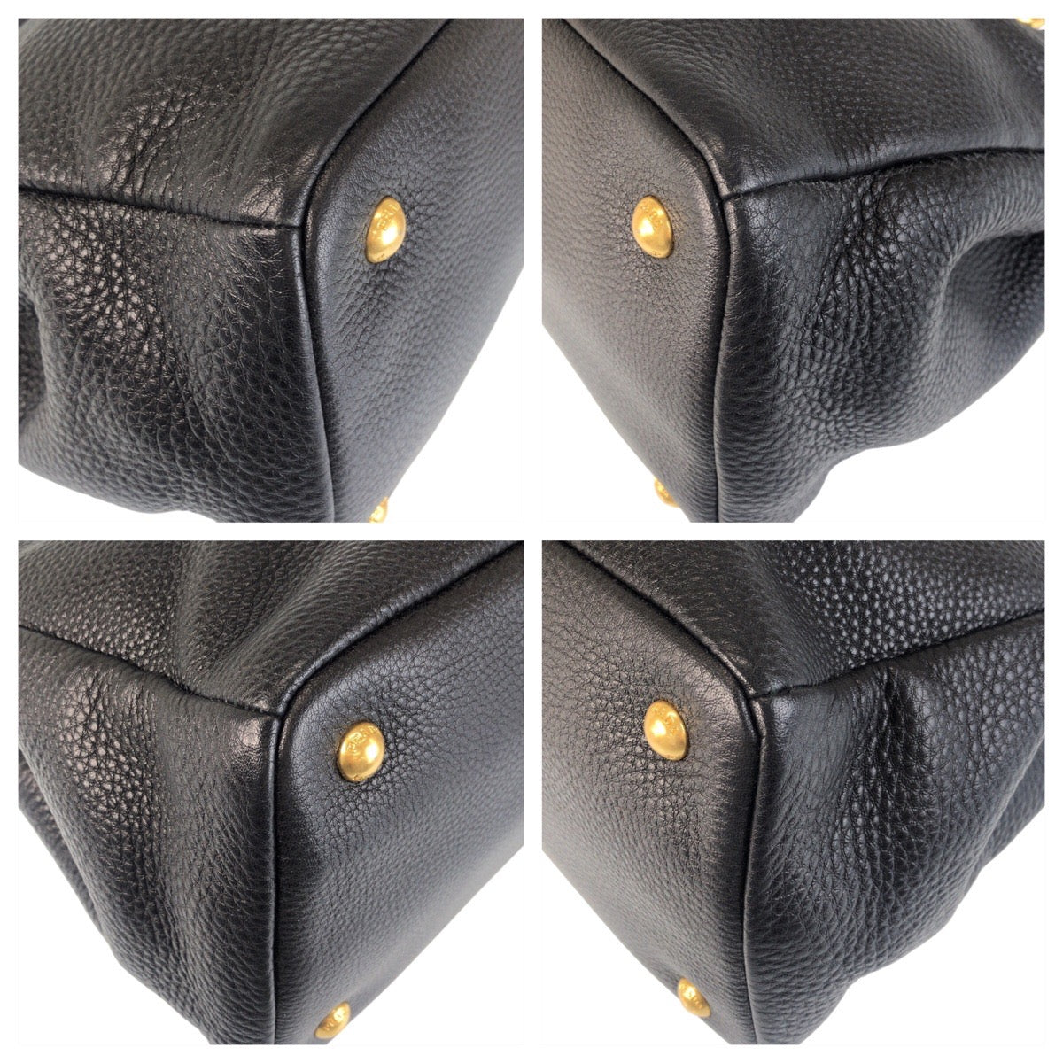PRADA Tote Bag leather Black GoldMetal Tote Bag handbag Vitterodino Women Used Authentic