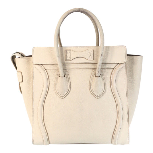 CELINE Handbag F-CU-1146 leather Ivory Gold Metal Handbag Tote Bag Luggage micro Women Used Authentic
