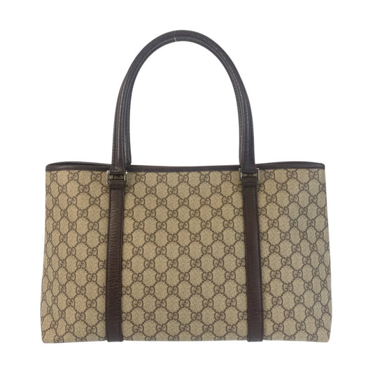 GUCCI Tote Bag 114595 GG Supreme canvas, leather Beige brown Tote Bag Shoulder Bag Women Used Authentic