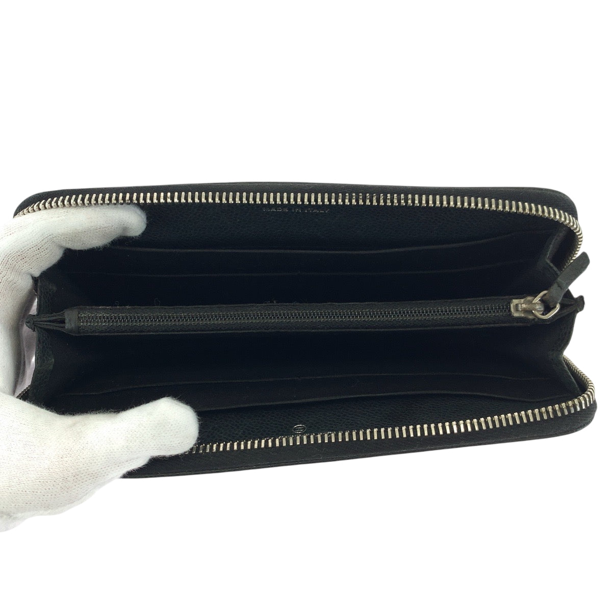 CHANEL Long Wallet Purse Caviar skin Black SilverMetal Long Wallet Purse Zip Around COCO Mark Women Used Authentic