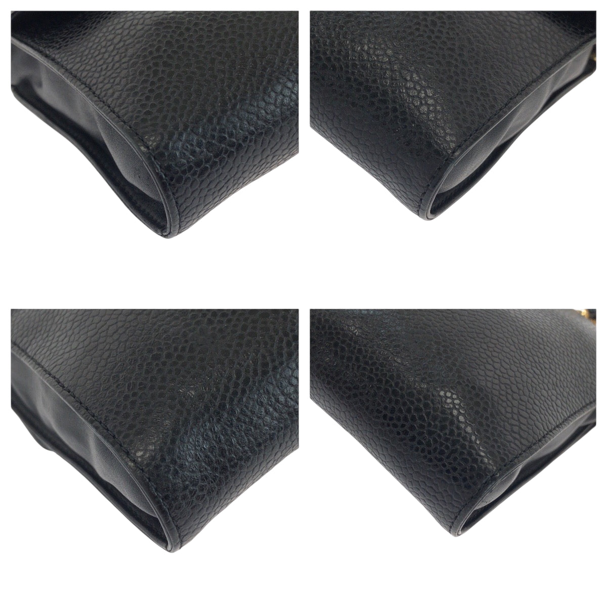 CHANEL Shoulder Bag Caviar skin Black GoldMetal COCO Mark