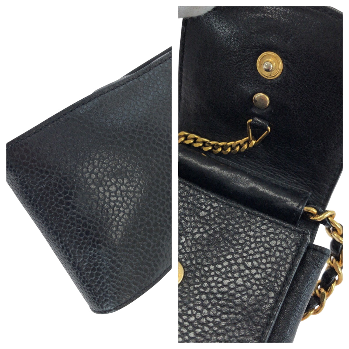 CHANEL Shoulder Bag Caviar skin Black GoldMetal COCO Mark