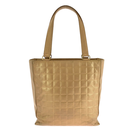 CHANEL Tote Bag lambskin Bronze GoldMetal Chocolate bar COCO Mark