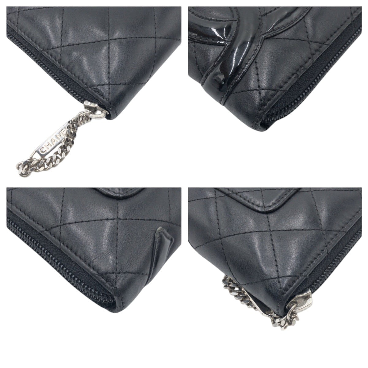 CHANEL Long Wallet Purse leather Black black Long Wallet Purse Cambon COCO Mark Women Used Authentic