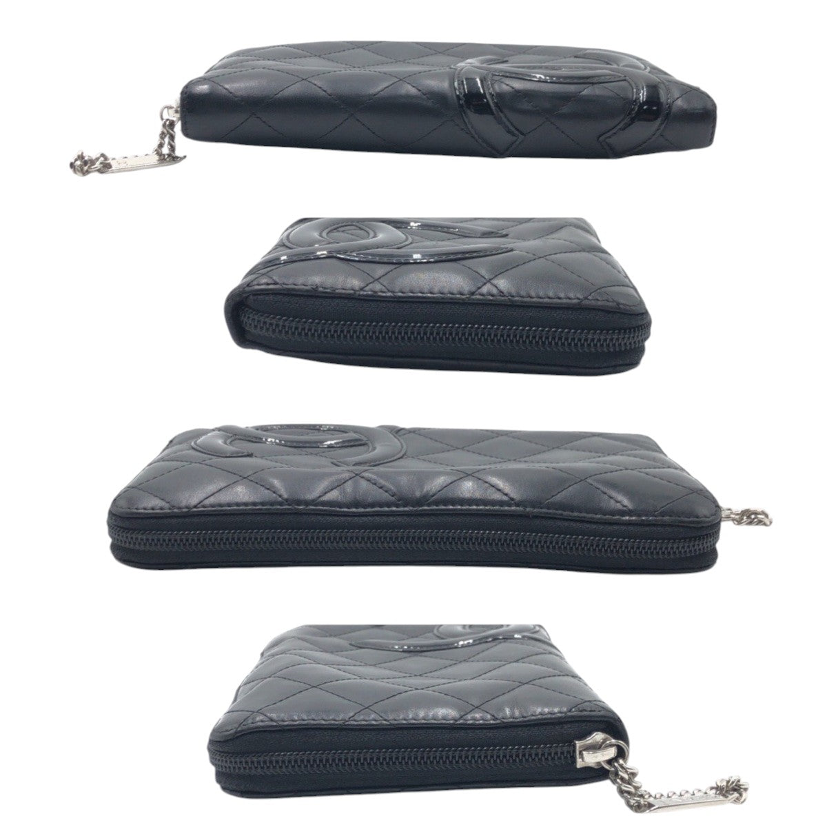 CHANEL Long Wallet Purse leather Black black Long Wallet Purse Cambon COCO Mark Women Used Authentic