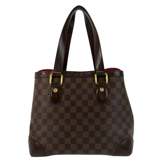 LOUIS VUITTON Tote Bag N51205 PVC, Leather Brown Gold Metal Tote Bag Shoulder Bag Damier Hamstead PM Women Used Authentic