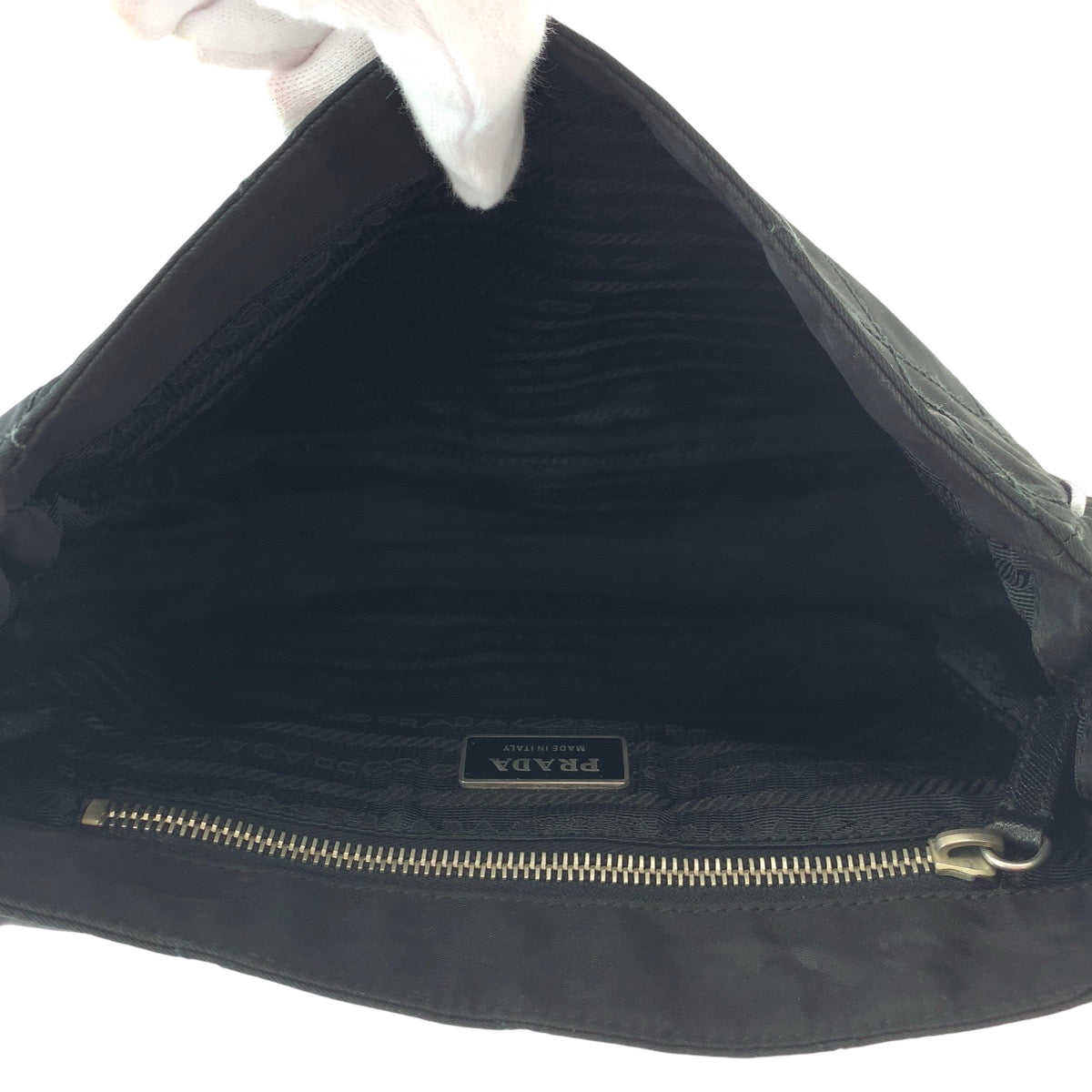 PRADA Shoulder Bag BT0422 Nylon Black SilverMetal Shoulder Bag Messenger bag quilting testu Triangle With logo Women Used Authentic