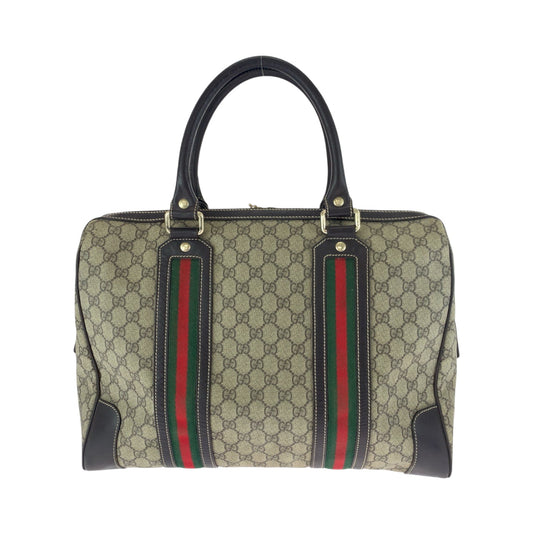 GUCCI Boston Duffel bag 101478 PVC Beige Brown Multicolor Gold Metal Boston Duffel bag Handbag mens Used Authentic