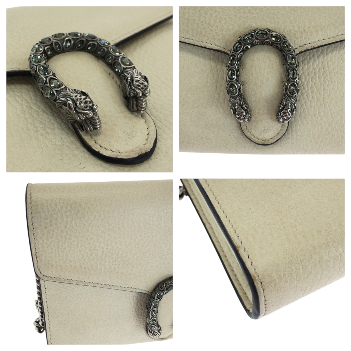 GUCCI Shoulder Bag 401231 leather White SilverMetal Dionysus