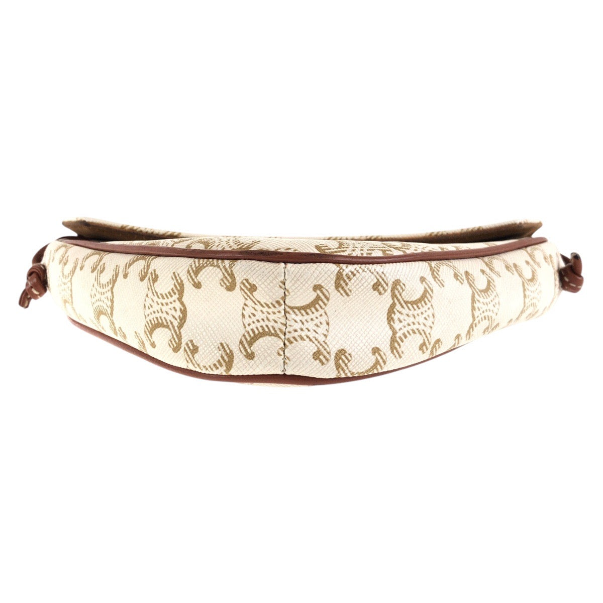 CELINE Shoulder Bag PVC beige Crossbody Shoulder Bag Pochette Triomphe Triangle Women Used Authentic