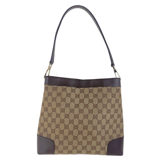 GUCCI Shoulder Bag 001 4231 GG canvas, leather Beige Brown Gold Metal Women Used Authentic