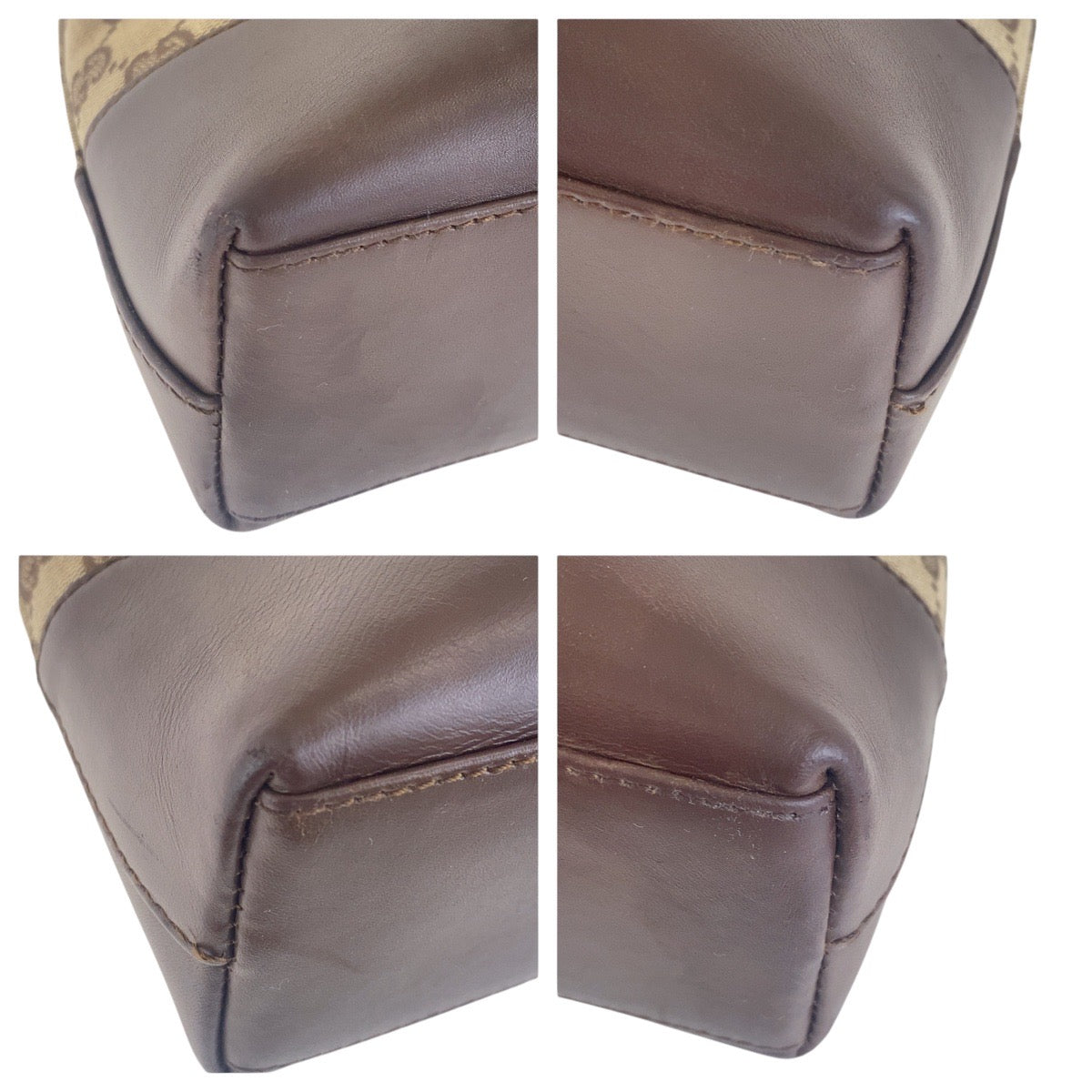 GUCCI Shoulder Bag 001 4231 GG canvas, leather Beige Brown Gold Metal Women Used Authentic