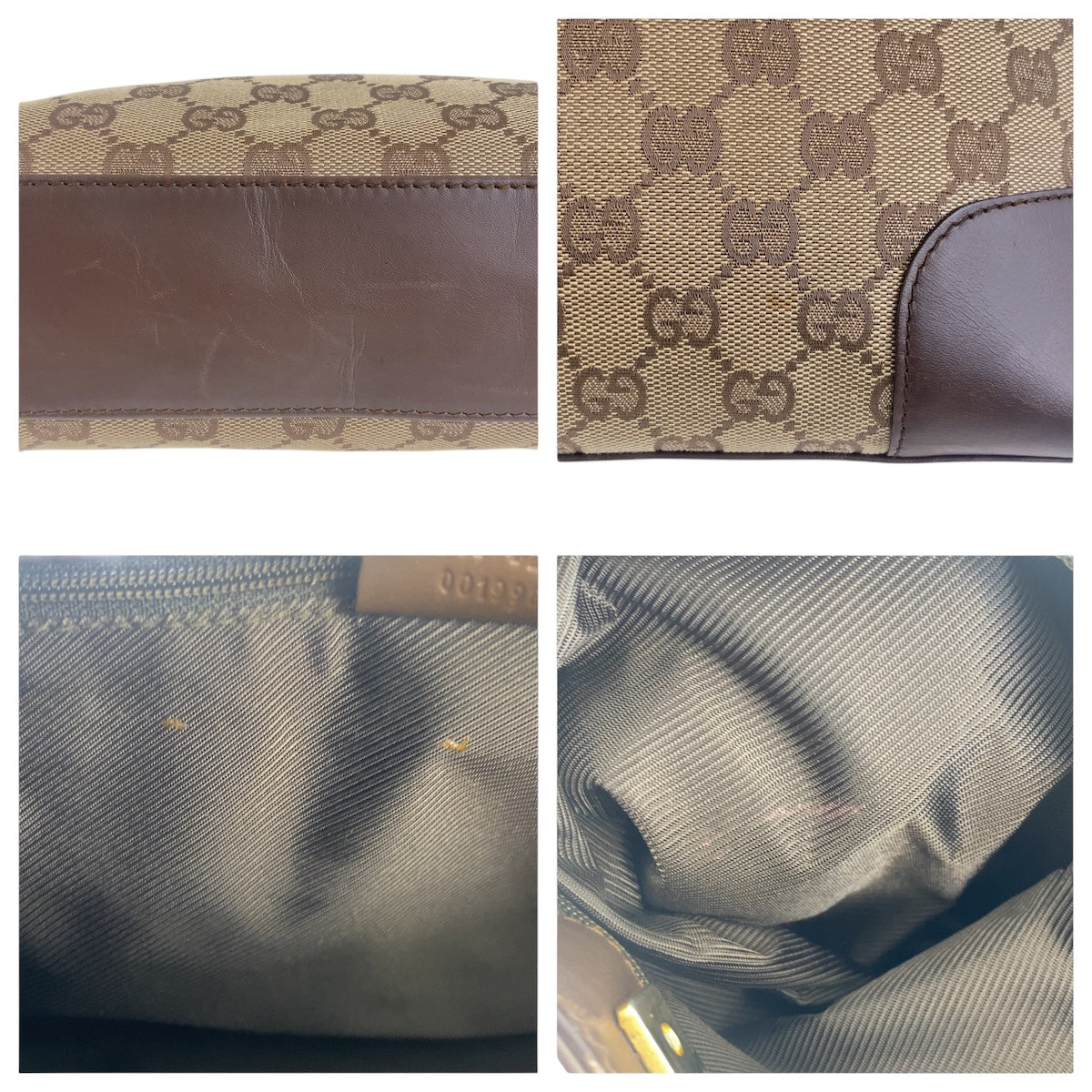 GUCCI Shoulder Bag 001 4231 GG canvas, leather Beige Brown Gold Metal Women Used Authentic