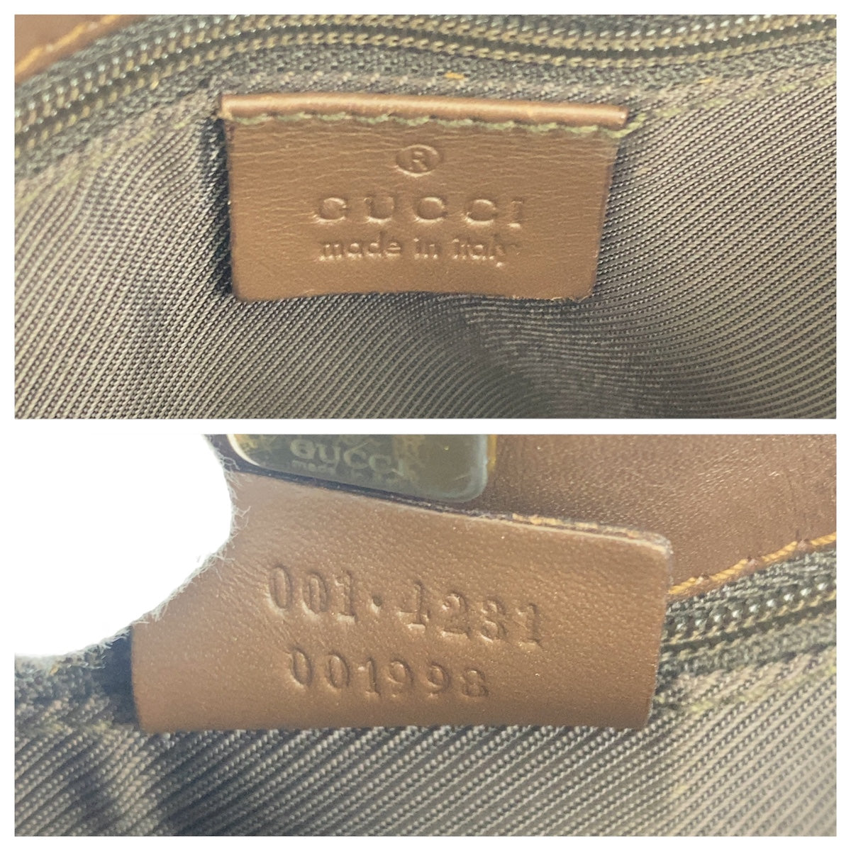 GUCCI Shoulder Bag 001 4231 GG canvas, leather Beige Brown Gold Metal Women Used Authentic