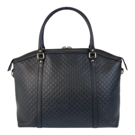 GUCCI Handbag 449657 leather Black GoldMetal Handbag Shoulder Bag Micro Guccisima Women Used Authentic