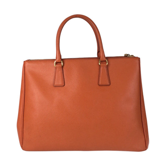 PRADA Handbag leather Orange GoldMetal Tote Bag handbag Safiano Women Used Authentic