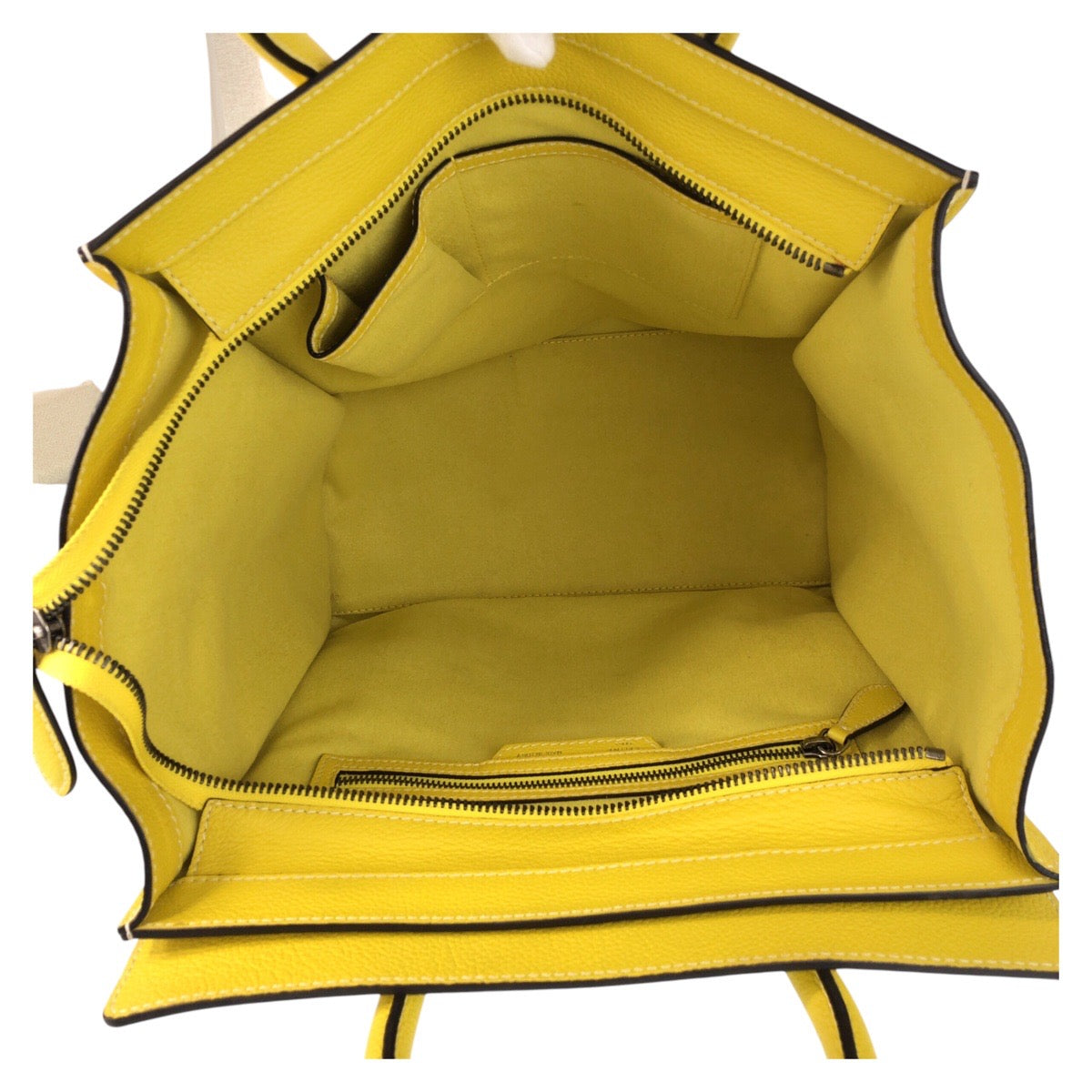 CELINE Handbag CU-1102 leather Yellow SilverMetal Handbag Tote Bag Luggage mini shopper Women Used Authentic