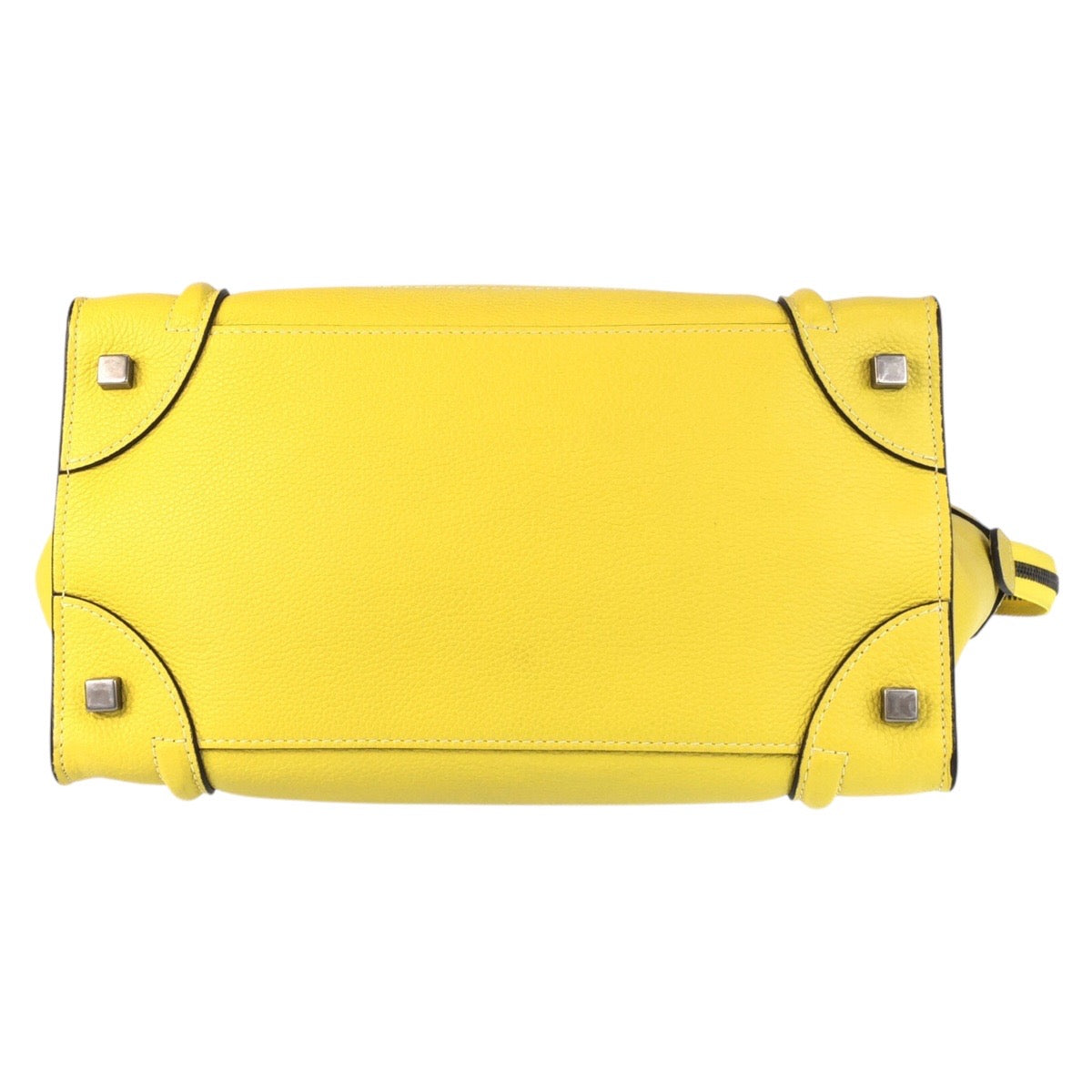 CELINE Handbag CU-1102 leather Yellow SilverMetal Handbag Tote Bag Luggage mini shopper Women Used Authentic