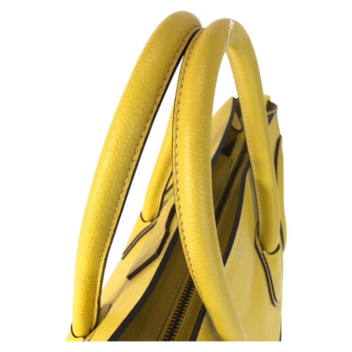 CELINE Handbag CU-1102 leather Yellow SilverMetal Handbag Tote Bag Luggage mini shopper Women Used Authentic