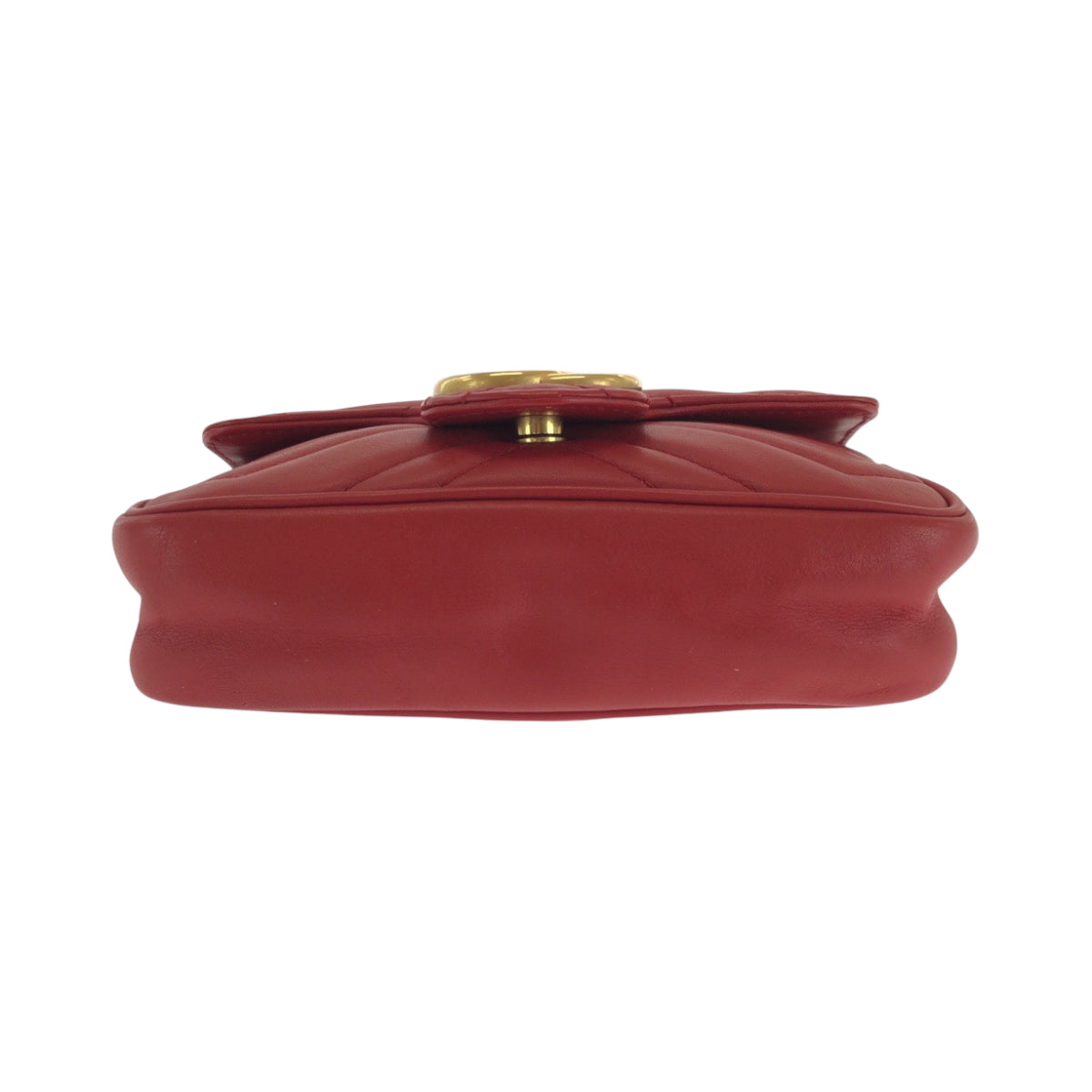 GUCCI Shoulder Bag 476433 leather Red Gold Metal ChainShoulder Bag GG Marmont Women Used Authentic