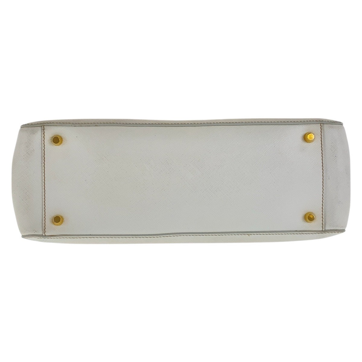 PRADA Tote Bag leather White GoldMetal Tote Bag handbag Safiano Galleria Women Used Authentic