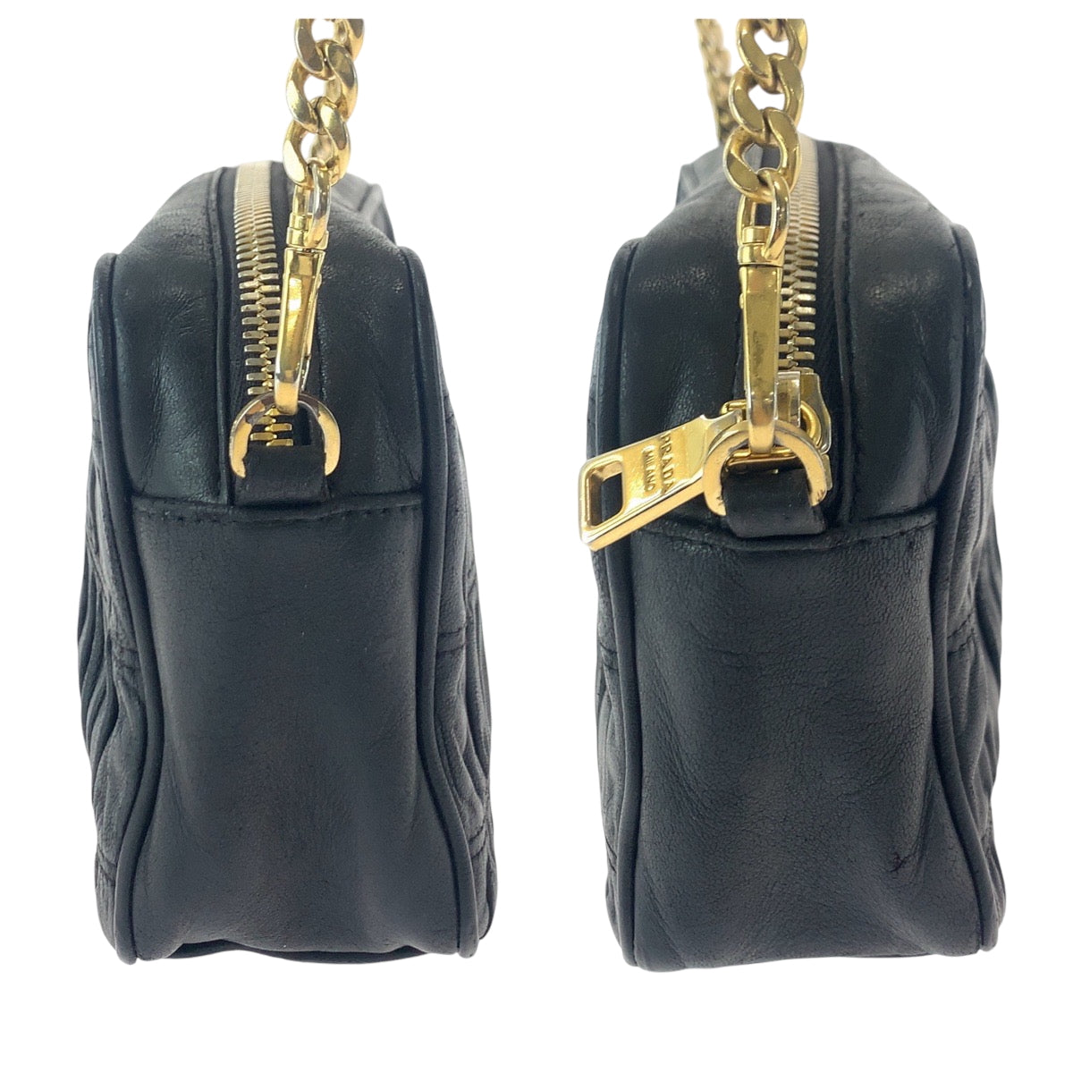 PRADA Shoulder Bag 1BH112 leather Black GoldMetal Nappa leather Gathered