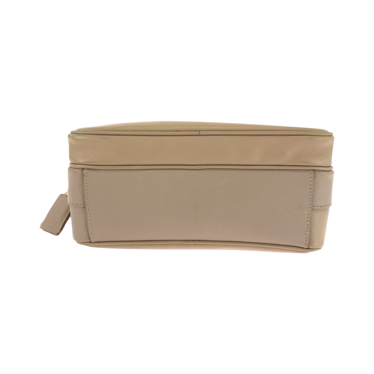 PRADA Shoulder Bag BT1010 leather Pink Beige Gold Metal Shoulder Bag pochette Safiano Triangle With logo Women Used Authentic