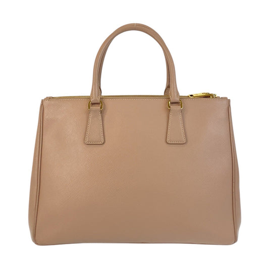 PRADA Handbag leather Beige Pink Beige Gold Metal Handbag Tote Bag Shoulder Bag 2way Safiano Galleria TriangleWith logo Women Used Authentic